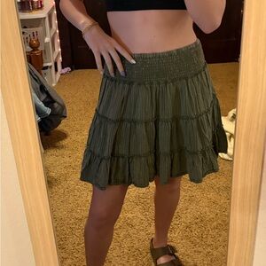 Easel Forest Green Tiered A-Line Skirt